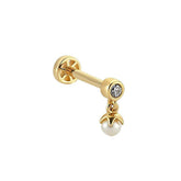 14K Gold Tragus Piercing With Loose Pearls